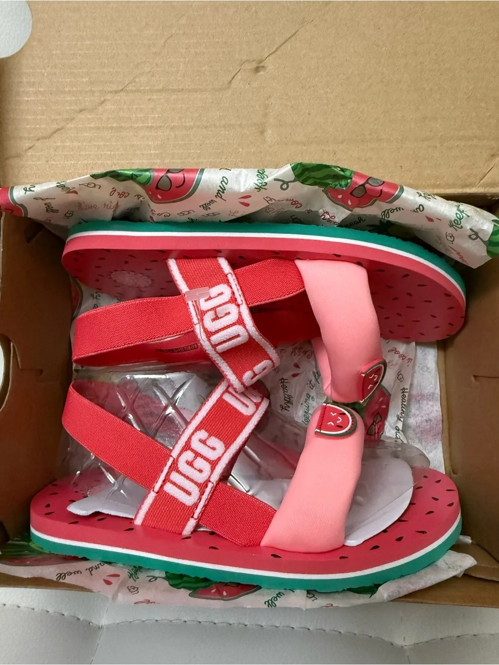 UGG Kids Pink and Red Watermelon Sandal